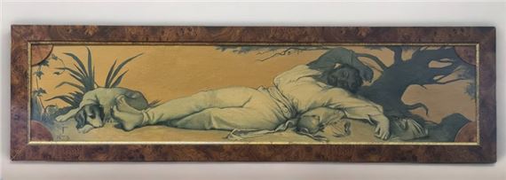 The sleeping man by Joseph Felon, dated 1873