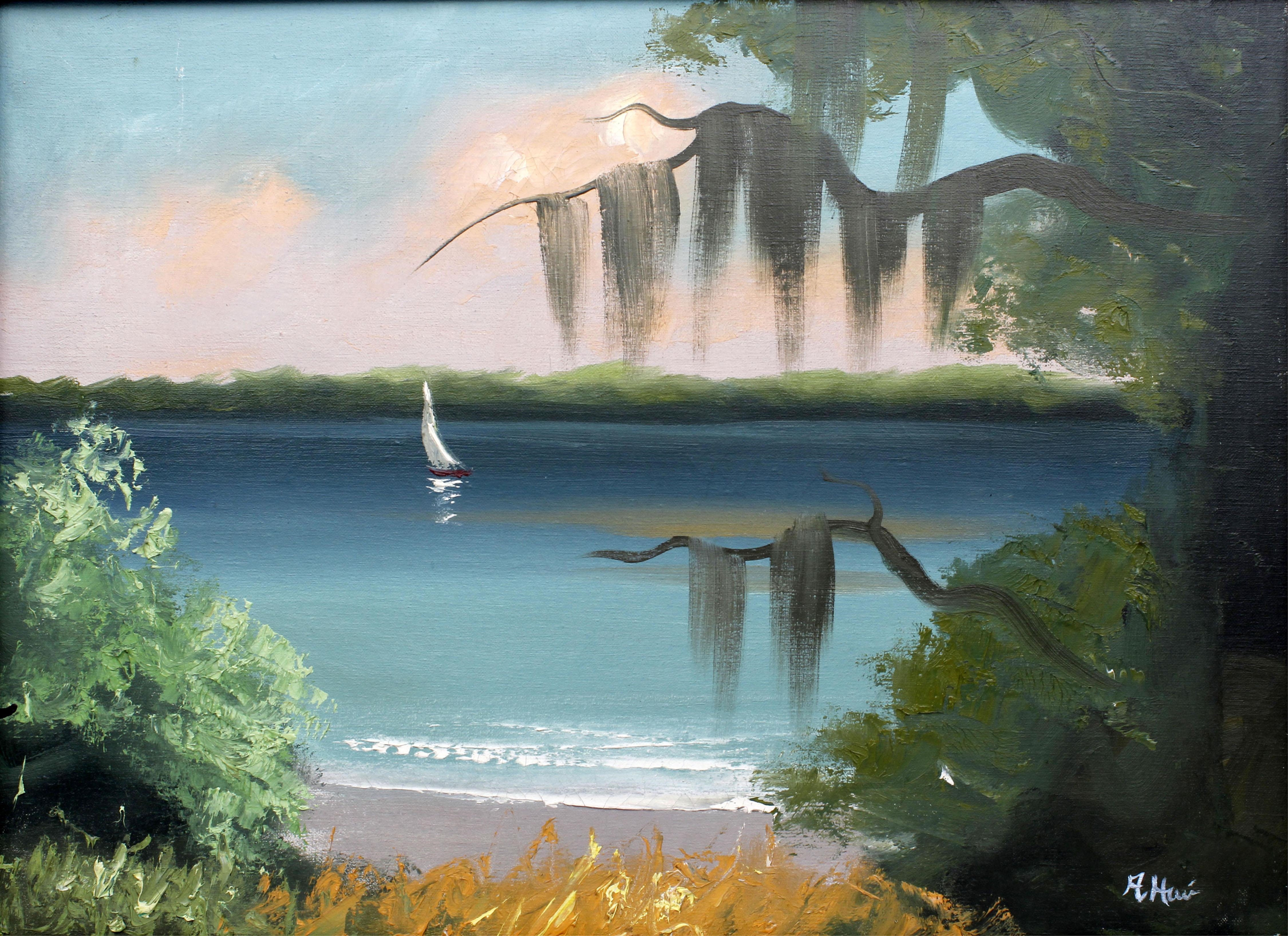 Artwork by Alfred Hair, ALFRED HAIR FLORIDA HIGHWAYMEN IMPORTANT WORK 1960, Made of Oil on canvas
