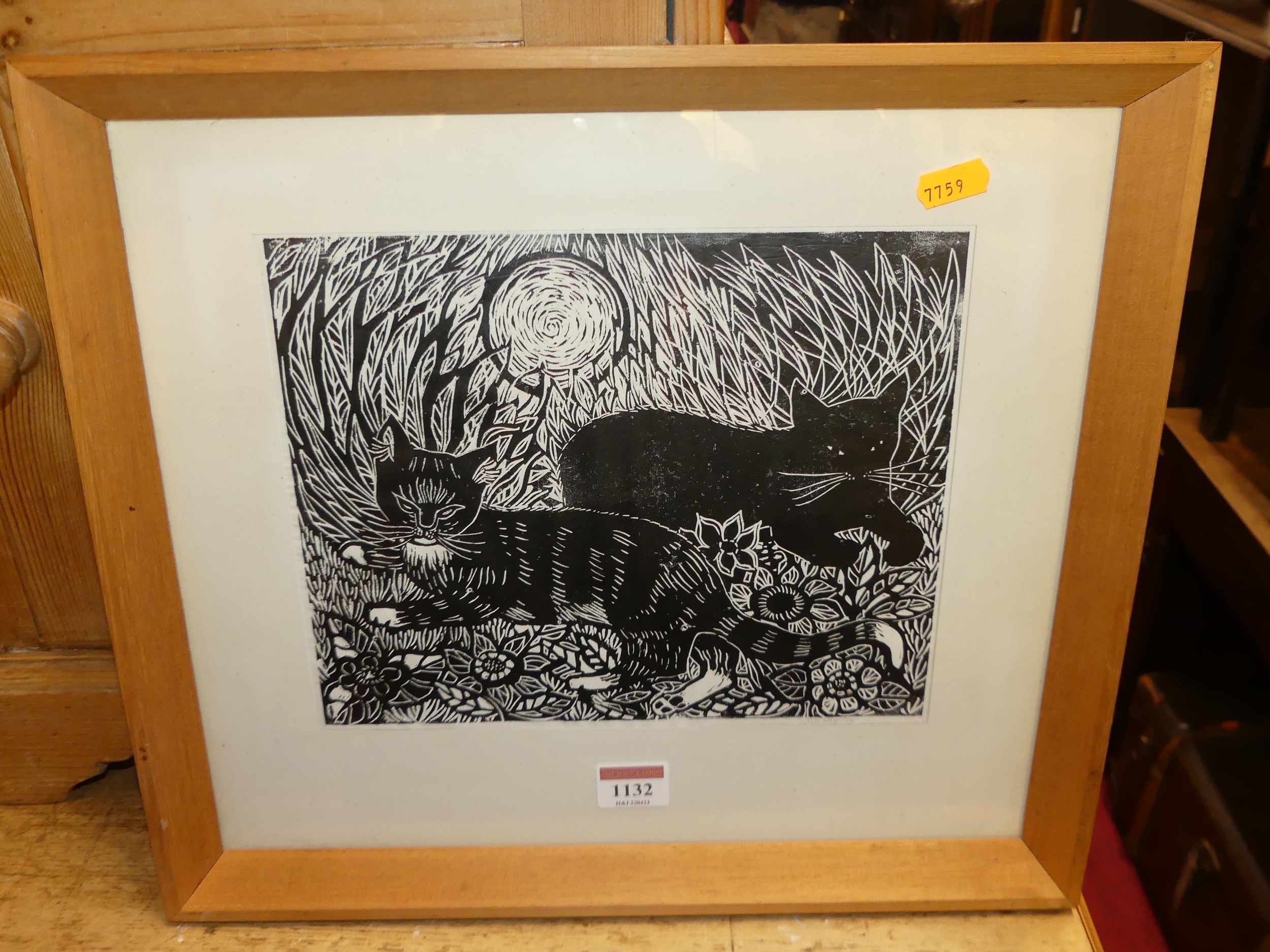 Artwork by Moy Keightley, Cat study, Made of lithograph