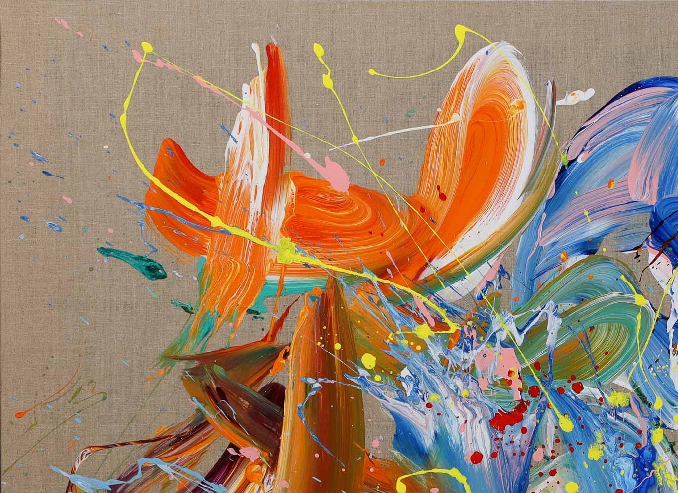 Artwork by Max Milan, Dolphins at Play, Made of Acrylic on linen