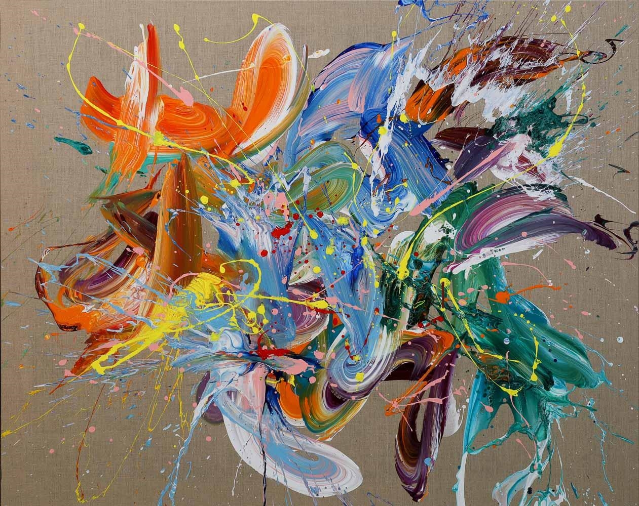 Artwork by Max Milan, Dolphins at Play, Made of Acrylic on linen