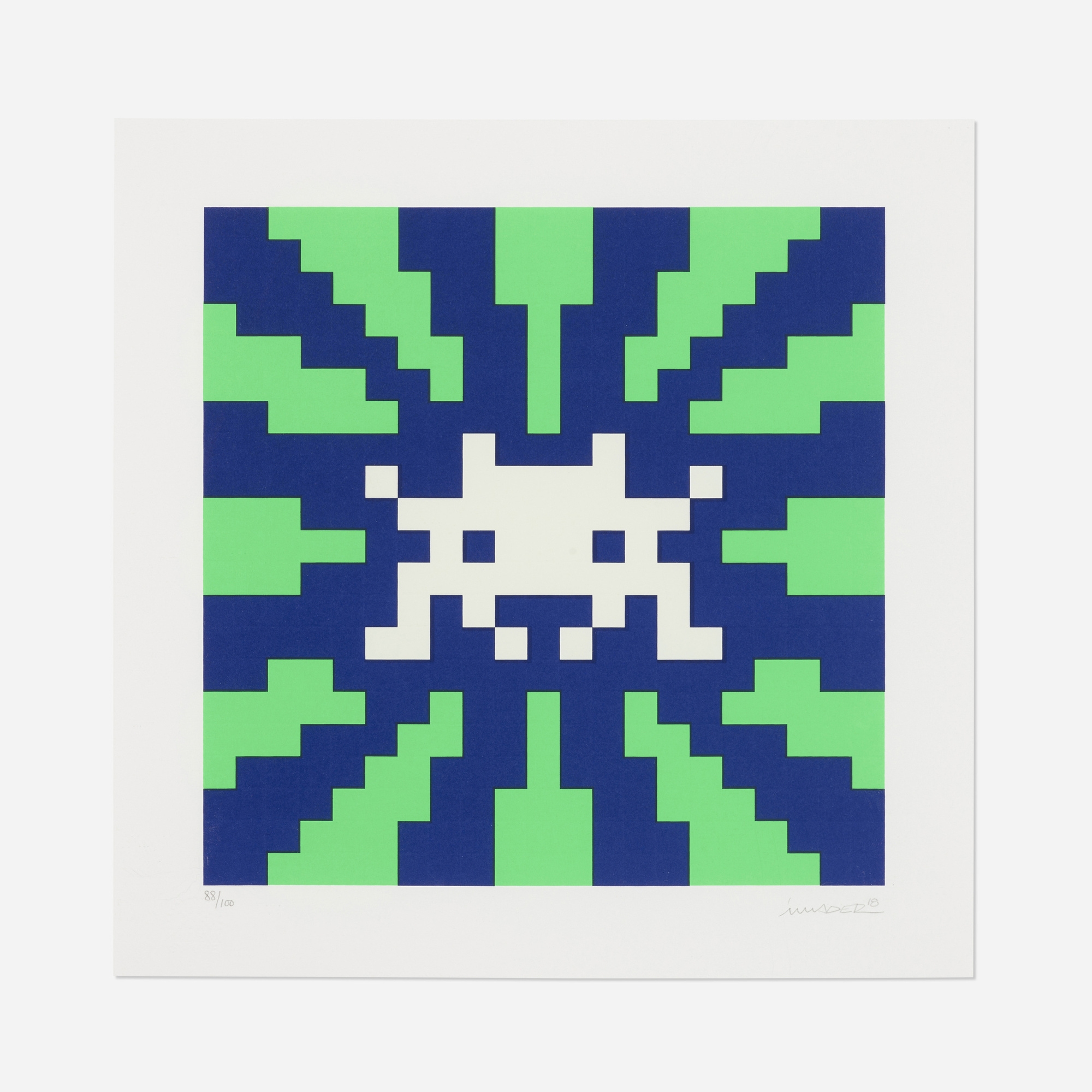 Space Invader Sunset (Blue and Green) (2018) MutualArt