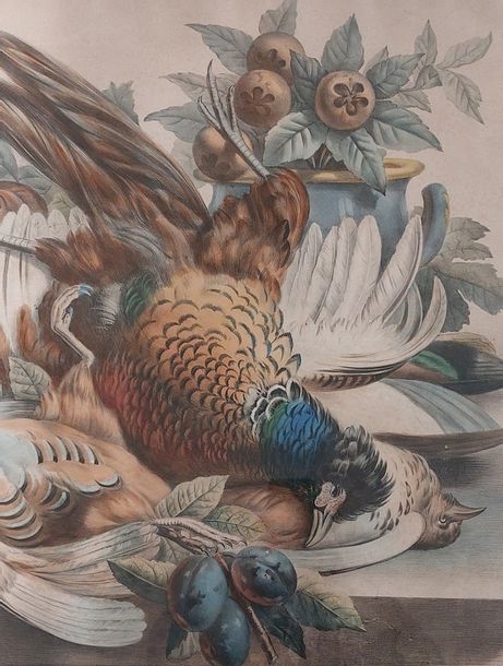 Artwork by François - Frédéric Grobon, Still life  Napoleon III style 53 x 69 cm, Made of Lithography