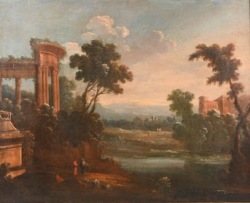Tableau Henri Mauperché - Paysage Classique Avec Figures - Reproduction Sur Toile Prête à Accrocher