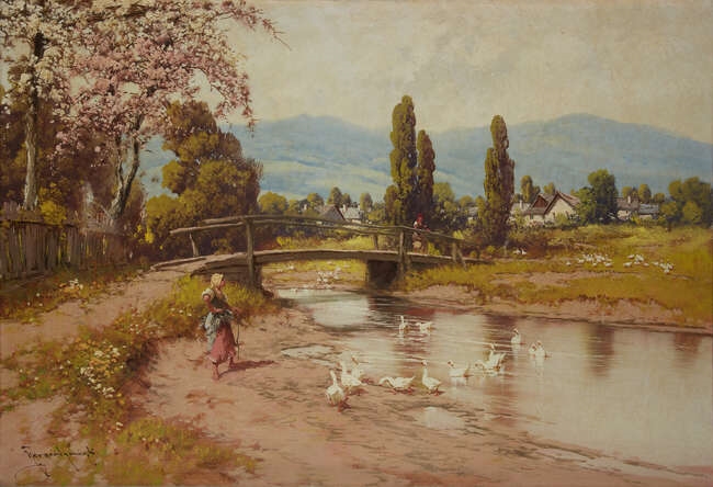 Laszlo Neogrady | Hungarian 1896-1962 - Country Landscape; oil on ...