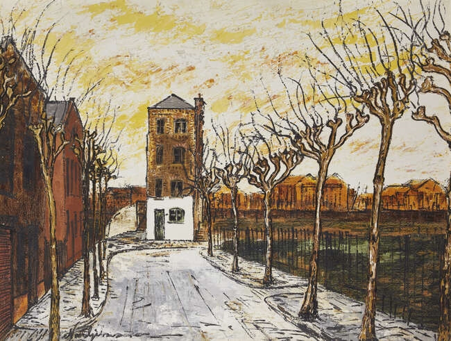 Noël Gibson | British 1928-2005 - London street scene; oil on board ...