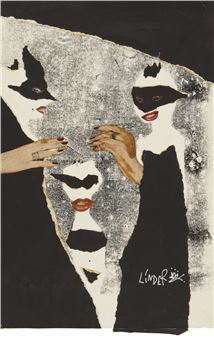 British b.1954 -  Untitled (Three figures);  photocollage with paper - Linder Sterling