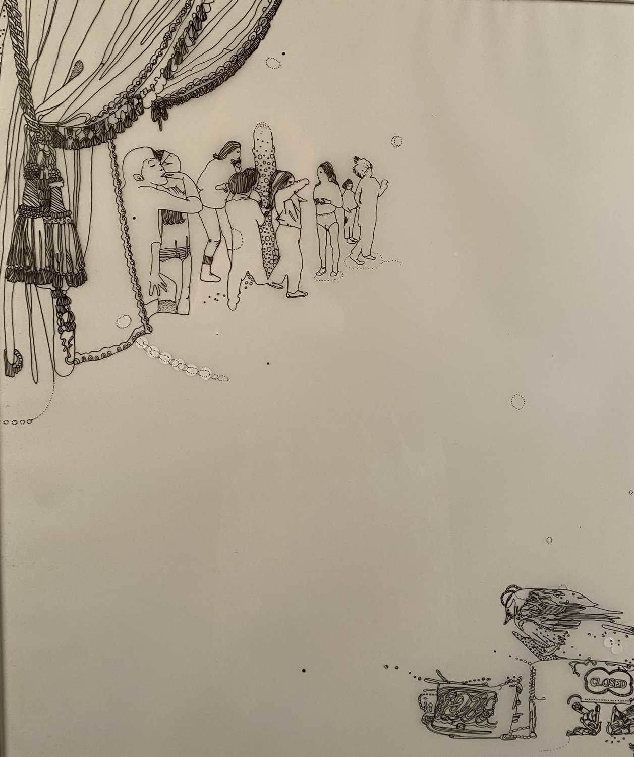 Artwork by Zoë Mendelson, Ps and Qs, Erotic Drawing, Made of pen on draught paper