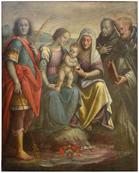 La Vergine con il Bambino, sant'Anna, san Gervasio, san Domenico e San Francesco - Pietro Francesco Lanino