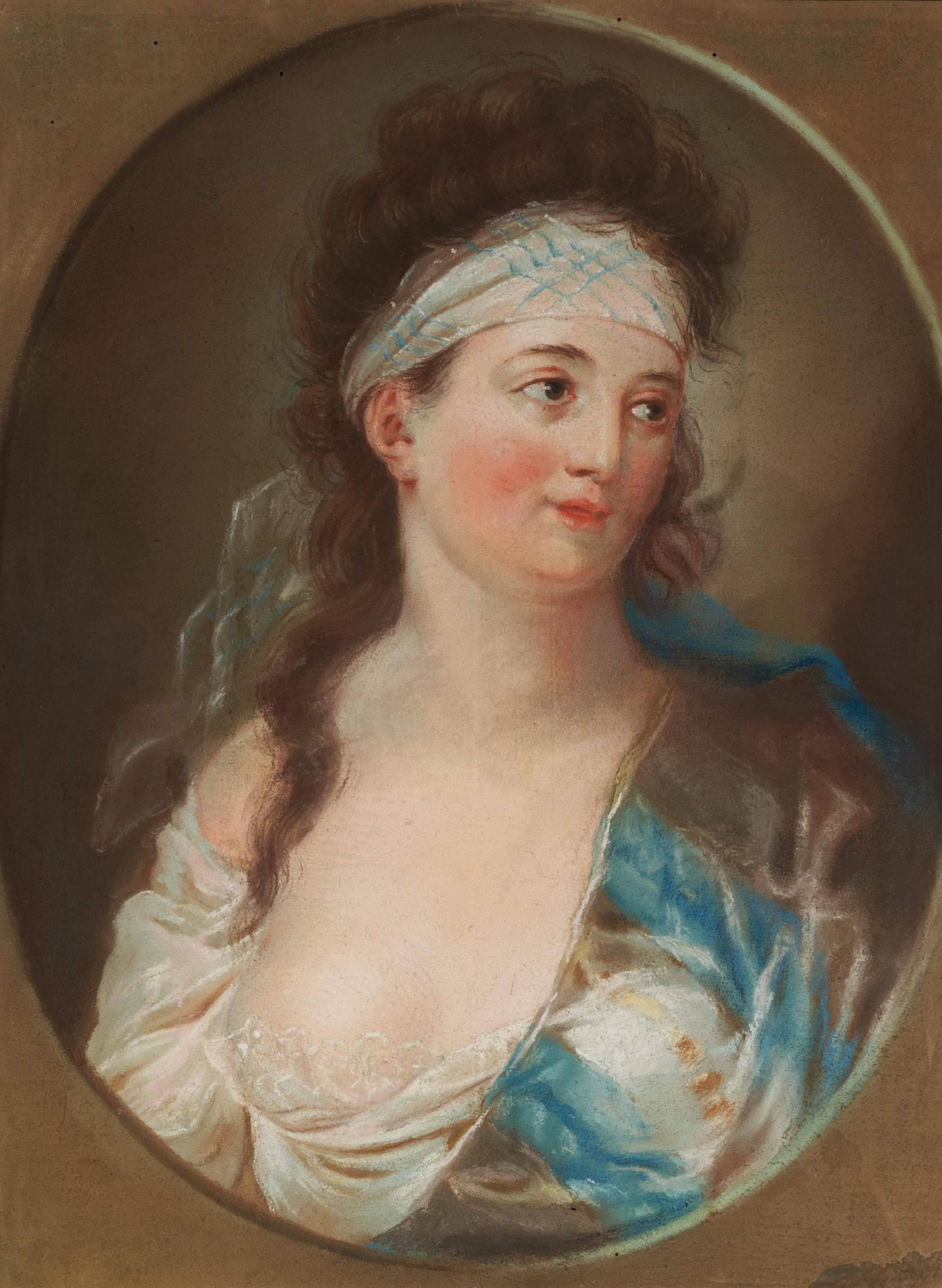 Artwork by Anna Dorothea Therbusch, Portrait of a Lady (the Dancer Anna Frederica Heinel?)., Made of Pastel on paper