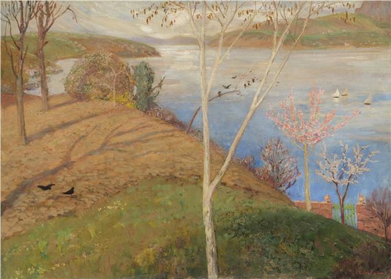 Spring at Lake Lugano. by Ludwig von Hofmann