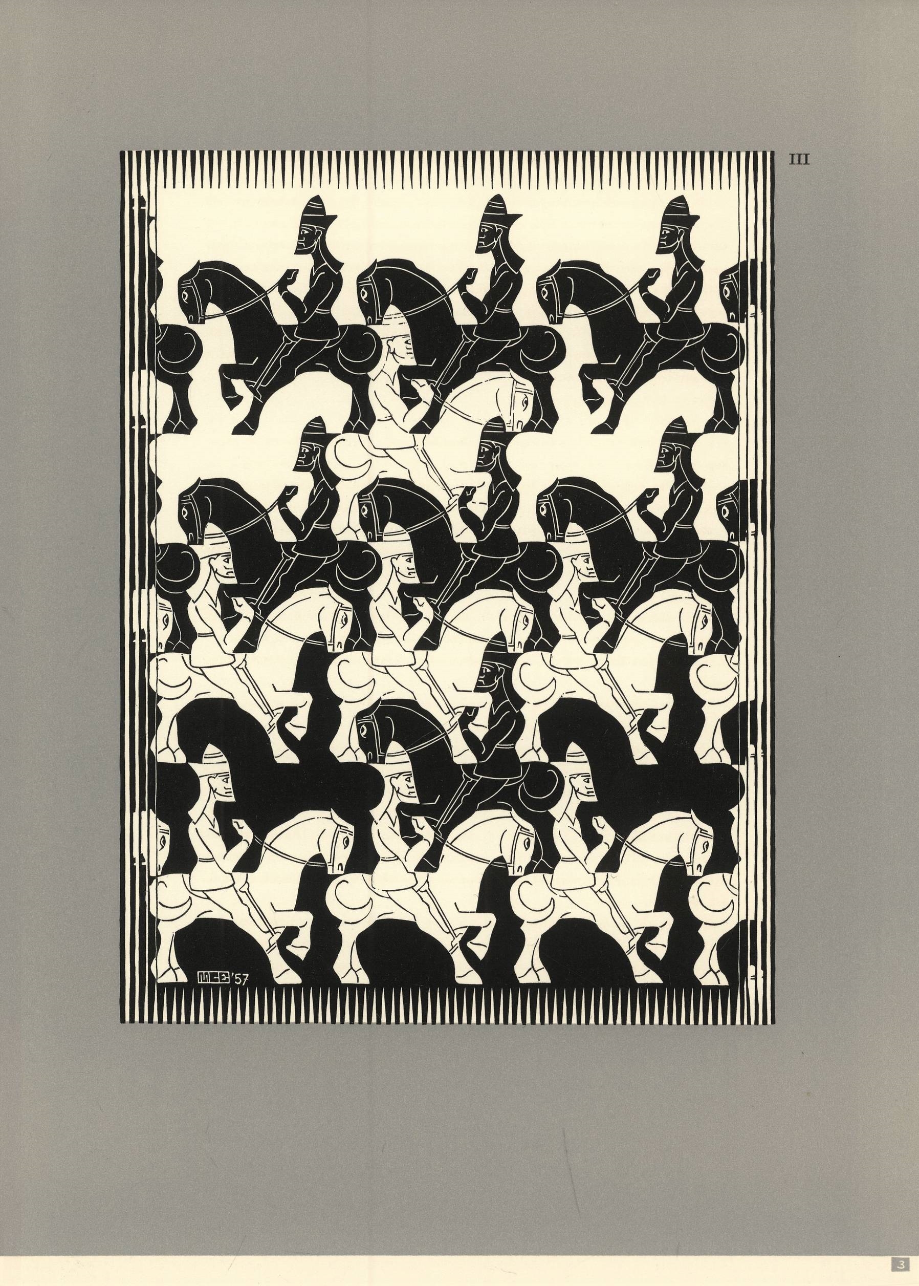 Artwork by Maurits Cornelis Escher, Regelmatige vlakverdeling III, Made of Woodcut, printed in black and grey