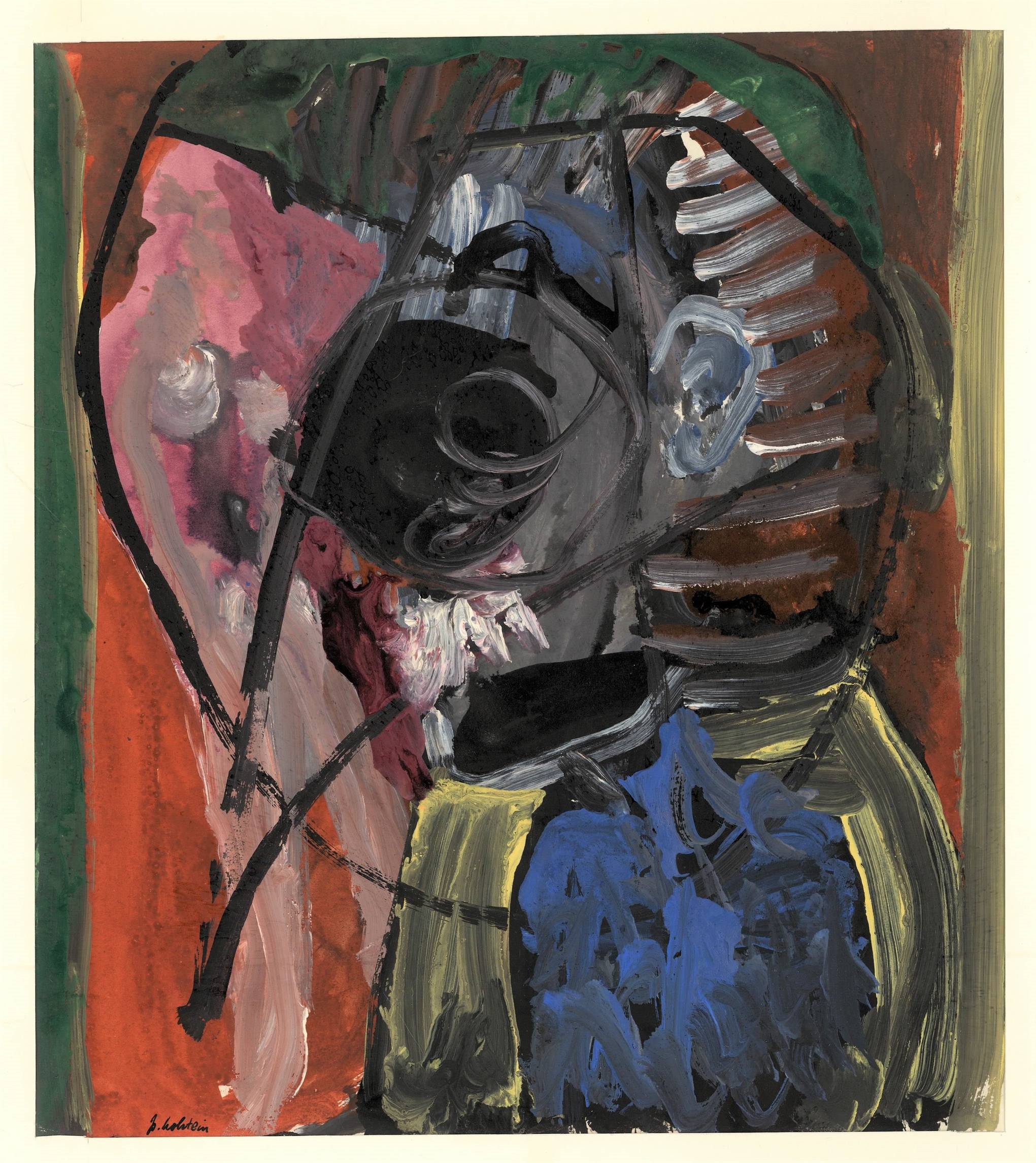 Artwork by Pieter Holstein, Abstract composition; Untitled, Made of Mixed media, collage, gouache and watercolour; gouache drawing