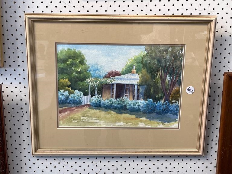 Artwork by Pet Mott, PET MOTT WATERCOLOUR - COTTAGE, Made of watercolour