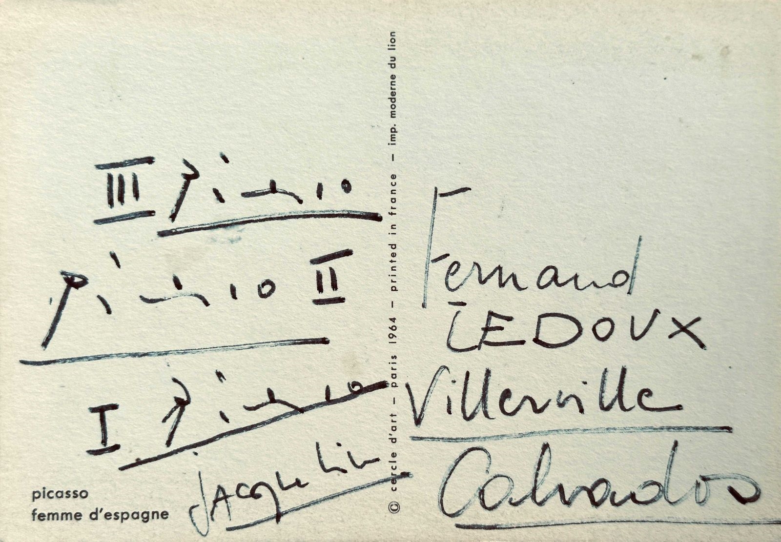 Pablo Picasso Pablo PICASSO (18811973) Deux Cartes postales