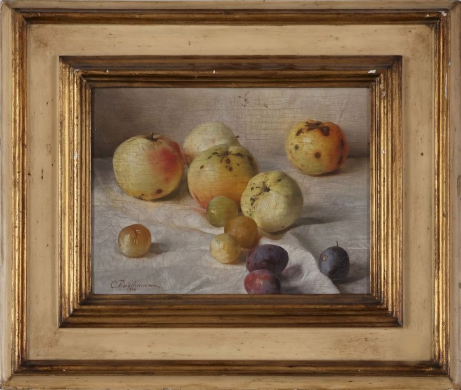 Carl Fleischmann ¨Stillleben mit Äpfeln, Pflaumen und Mirabellen