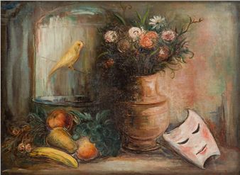 Martwa natura z owocami i maska - Marc Sterling