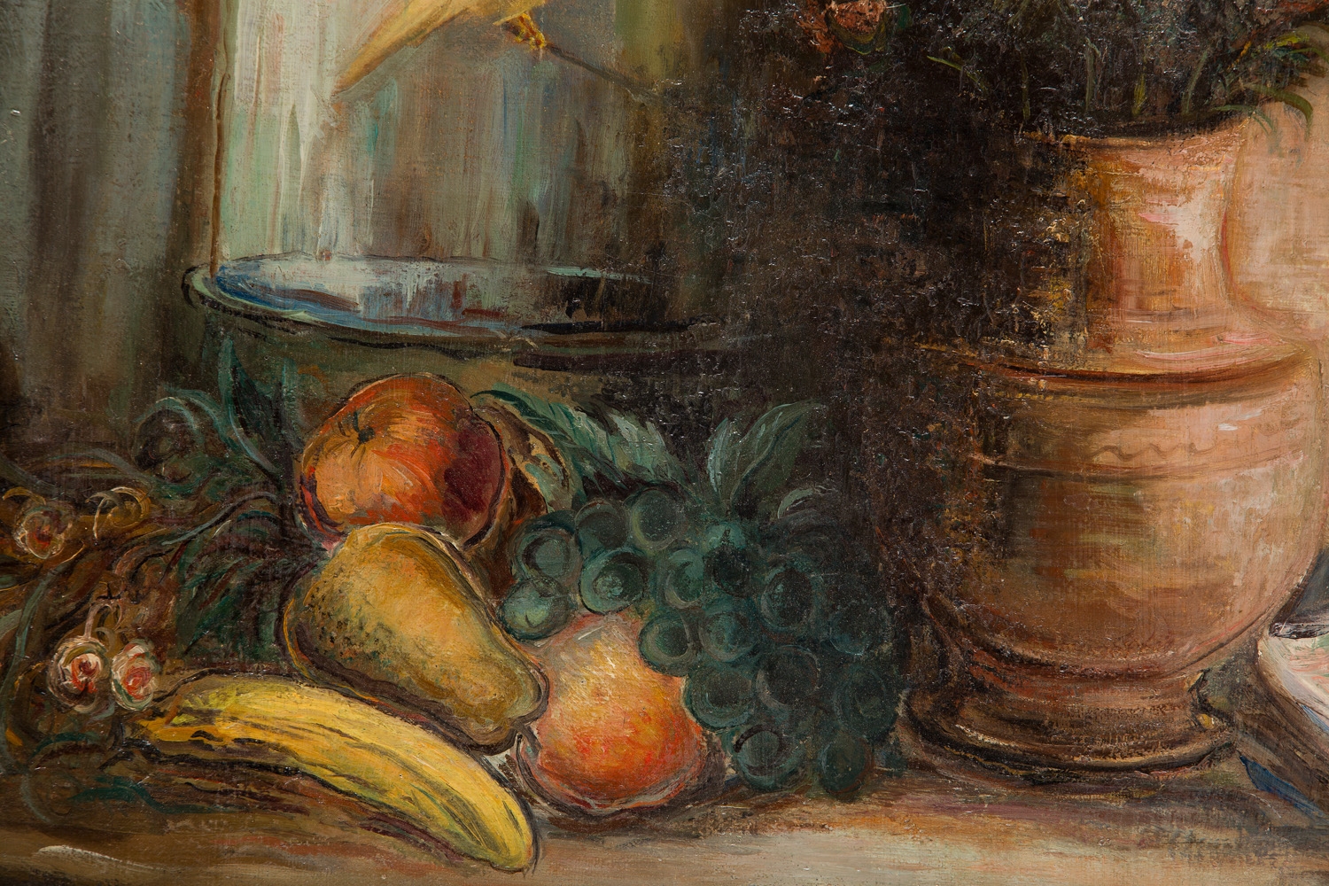 Artwork by Marc Sterling, Martwa natura z owocami i maska, Made of oil/canvas