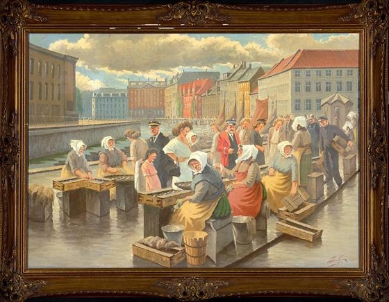 Artwork by Christian Mortensen, TRH S RYBAMI - L FORMÁT, Made of oil on canvas