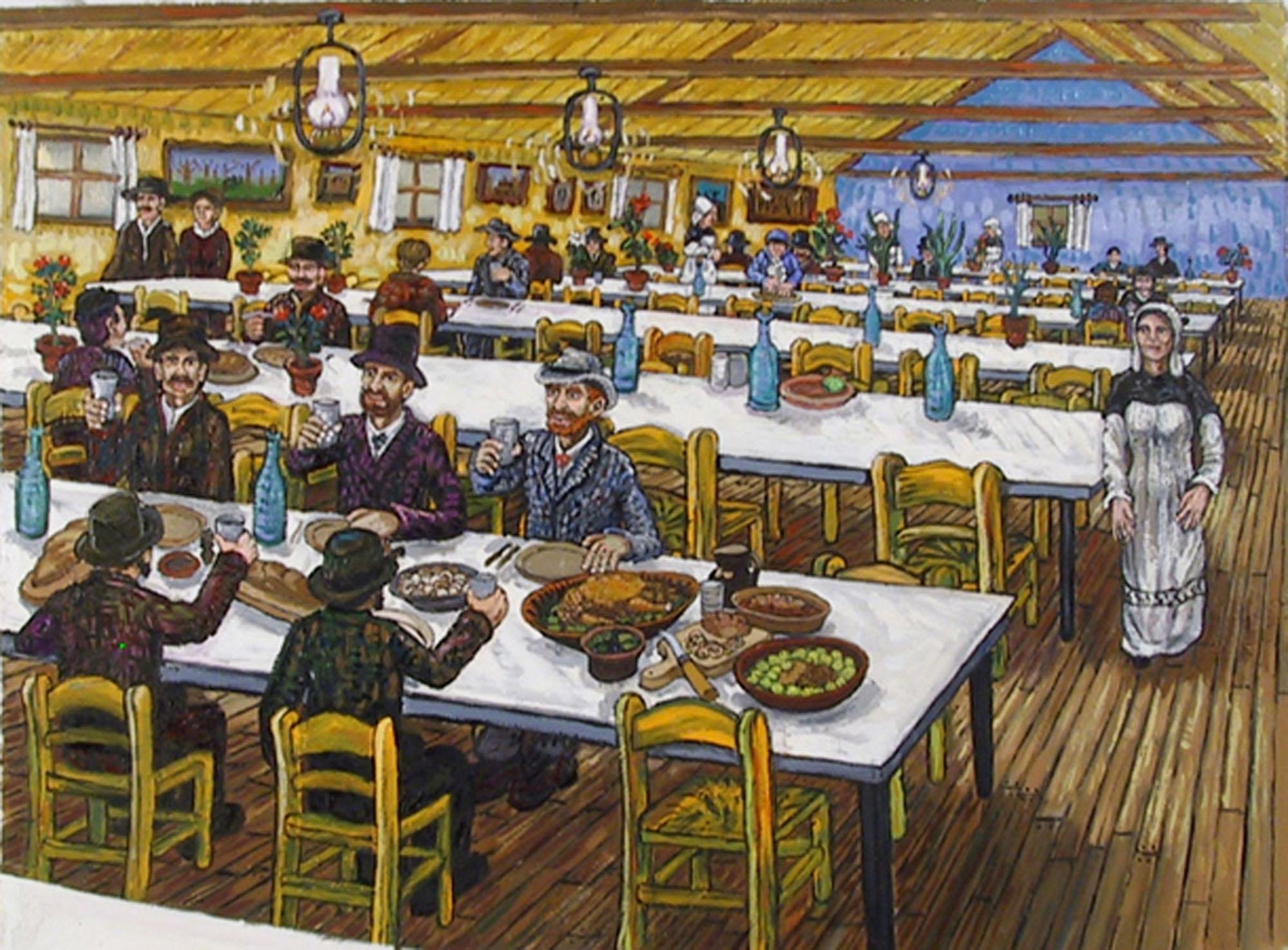 Artwork by Jon Digman, Van Gogh Brothers Toast, Made of Oil and Gesso on Paper