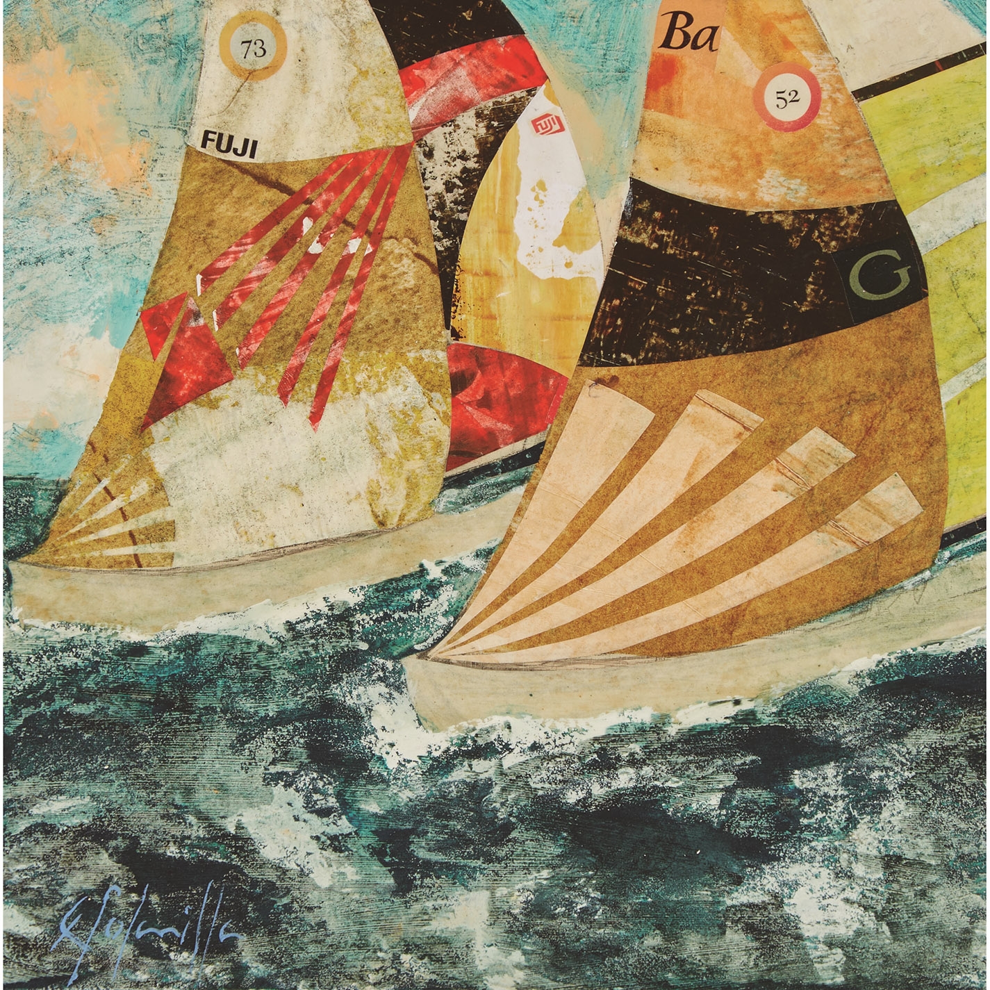 Artwork by Enric Solanilla, Regates X, Made of Mixed technique and collage on table