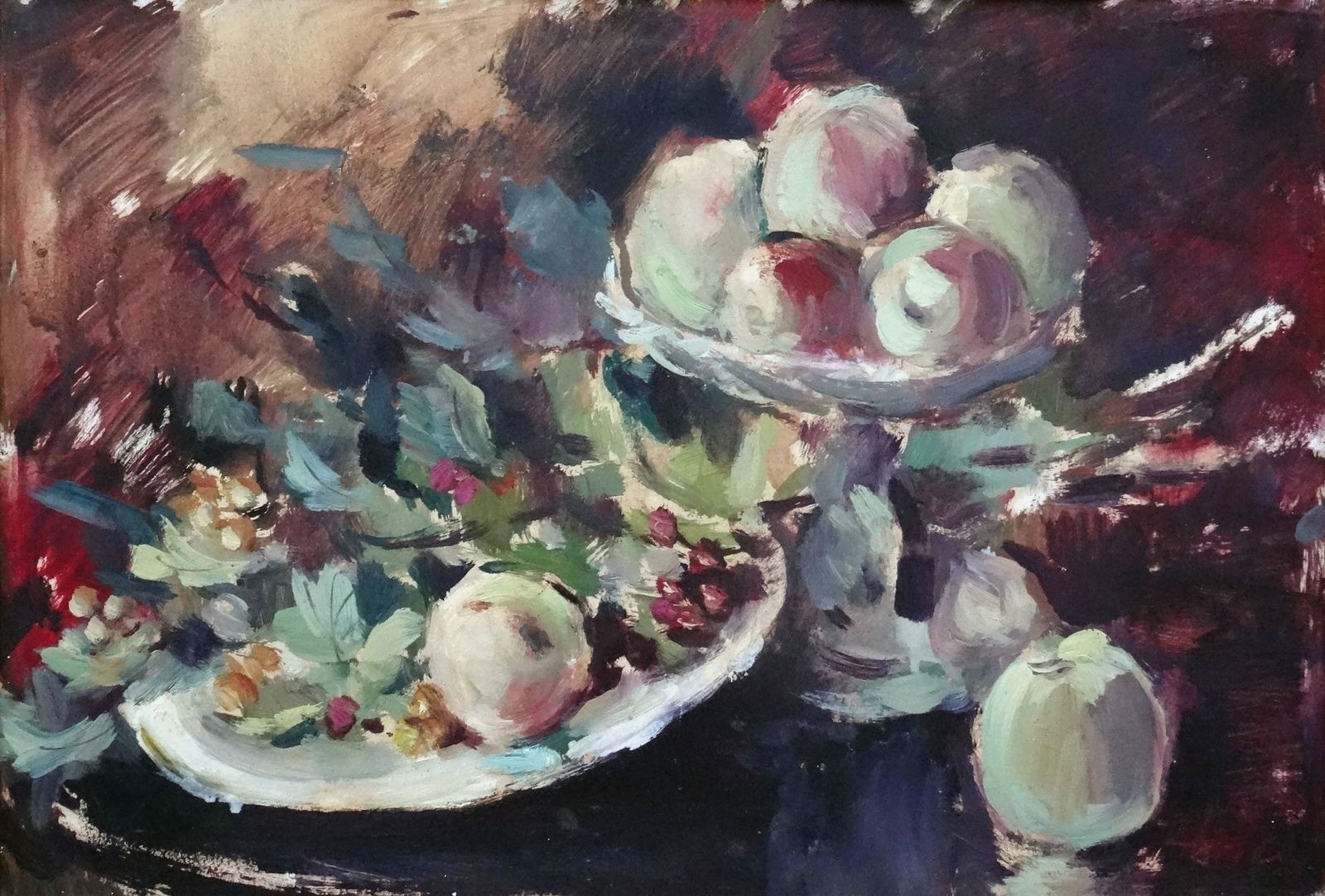 Artwork by Juris Soikans, Still Life with fruits, Made of Oil on cardboard