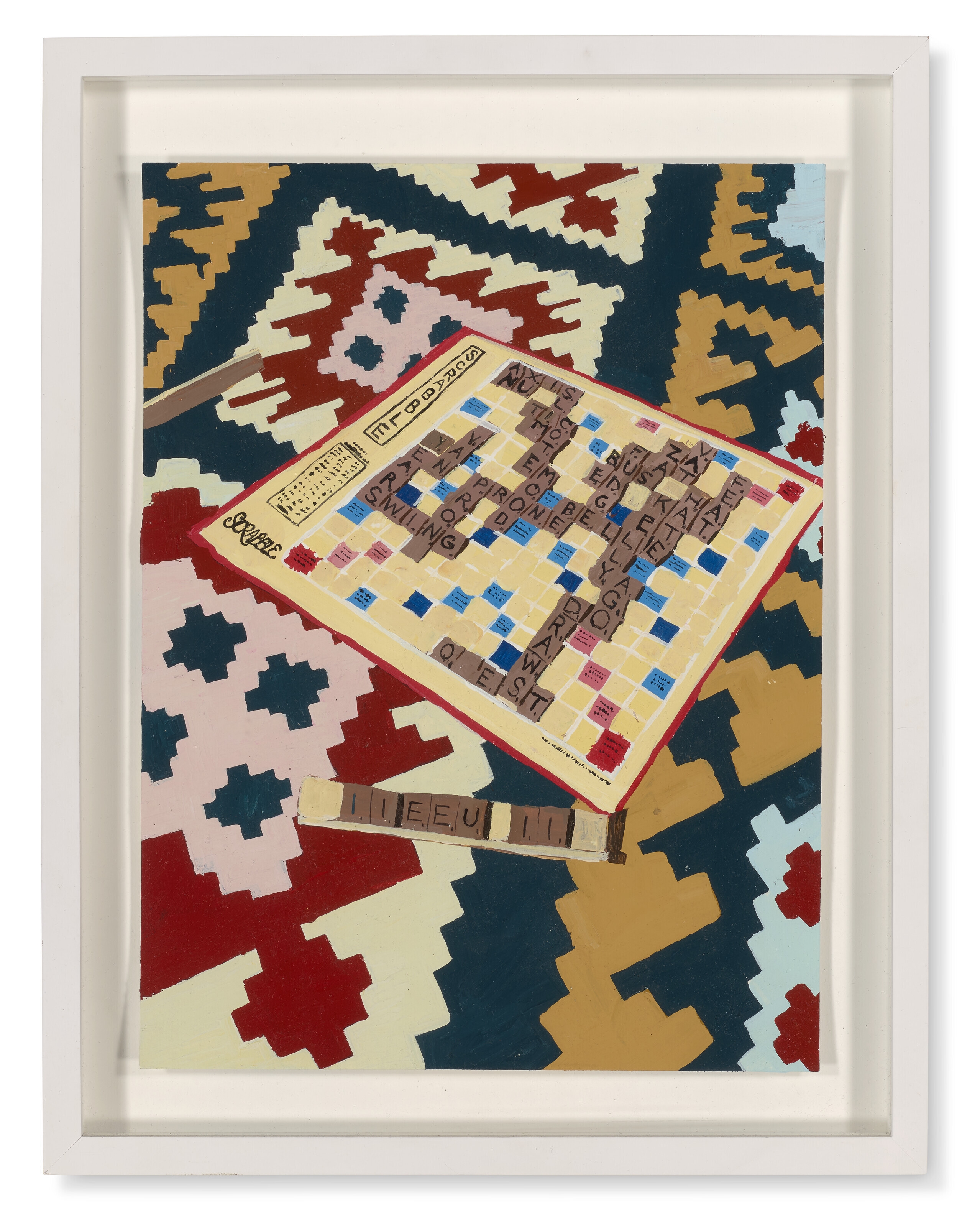 Artwork by Hilary Pecis, Scrabble Board, Made of acrylic on paper