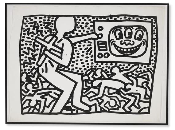 KEITH HARING アート作品 未使用 Keith Haring Untitled (Concentric Man) (Signed Print) 1989