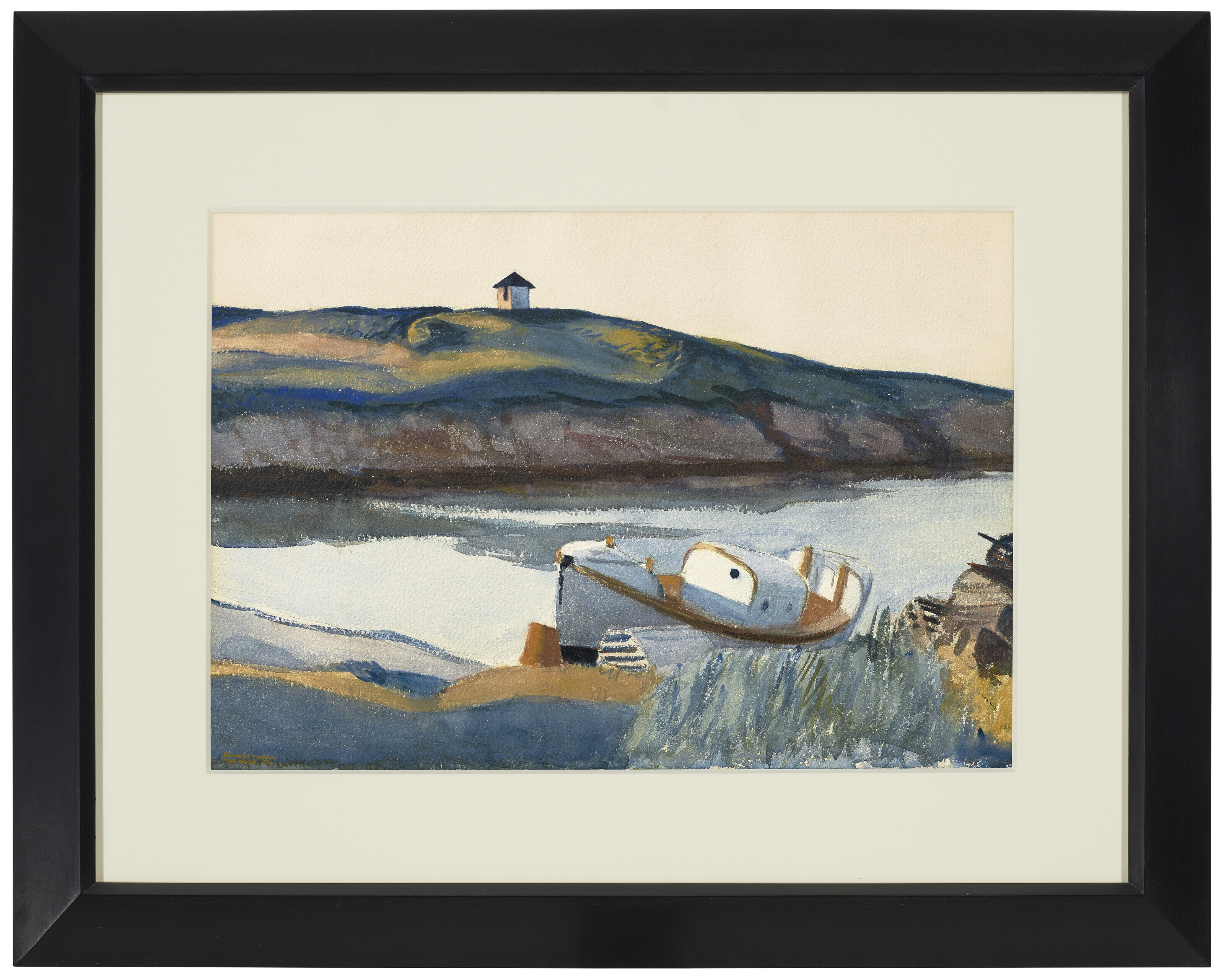 Artwork by Edward Hopper, Coast Guard Cove, Made of watercolor and pencil on paper