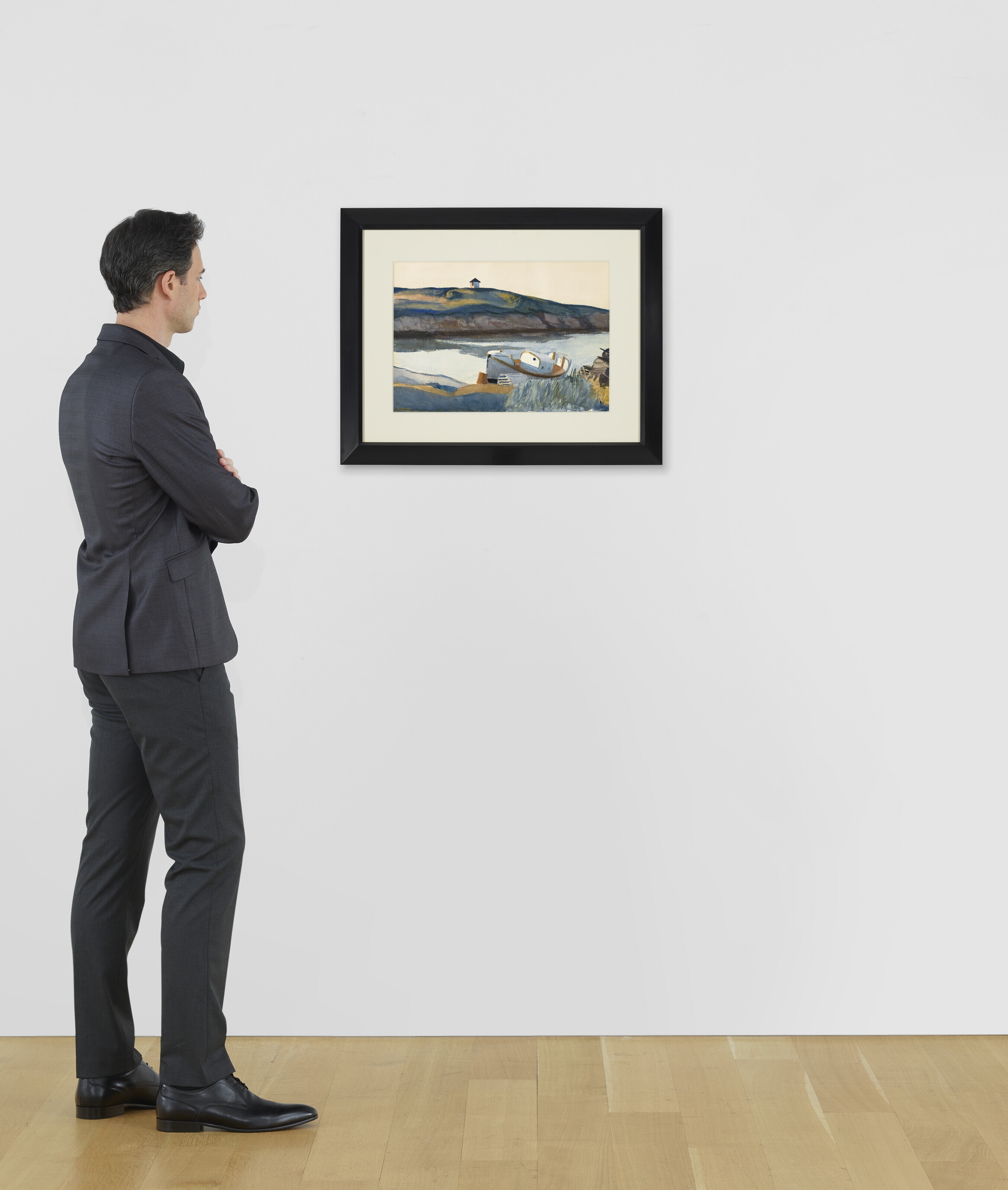 Artwork by Edward Hopper, Coast Guard Cove, Made of watercolor and pencil on paper