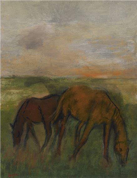 Deux chevaux au pâturage by Edgar Degas, Painted circa 1871