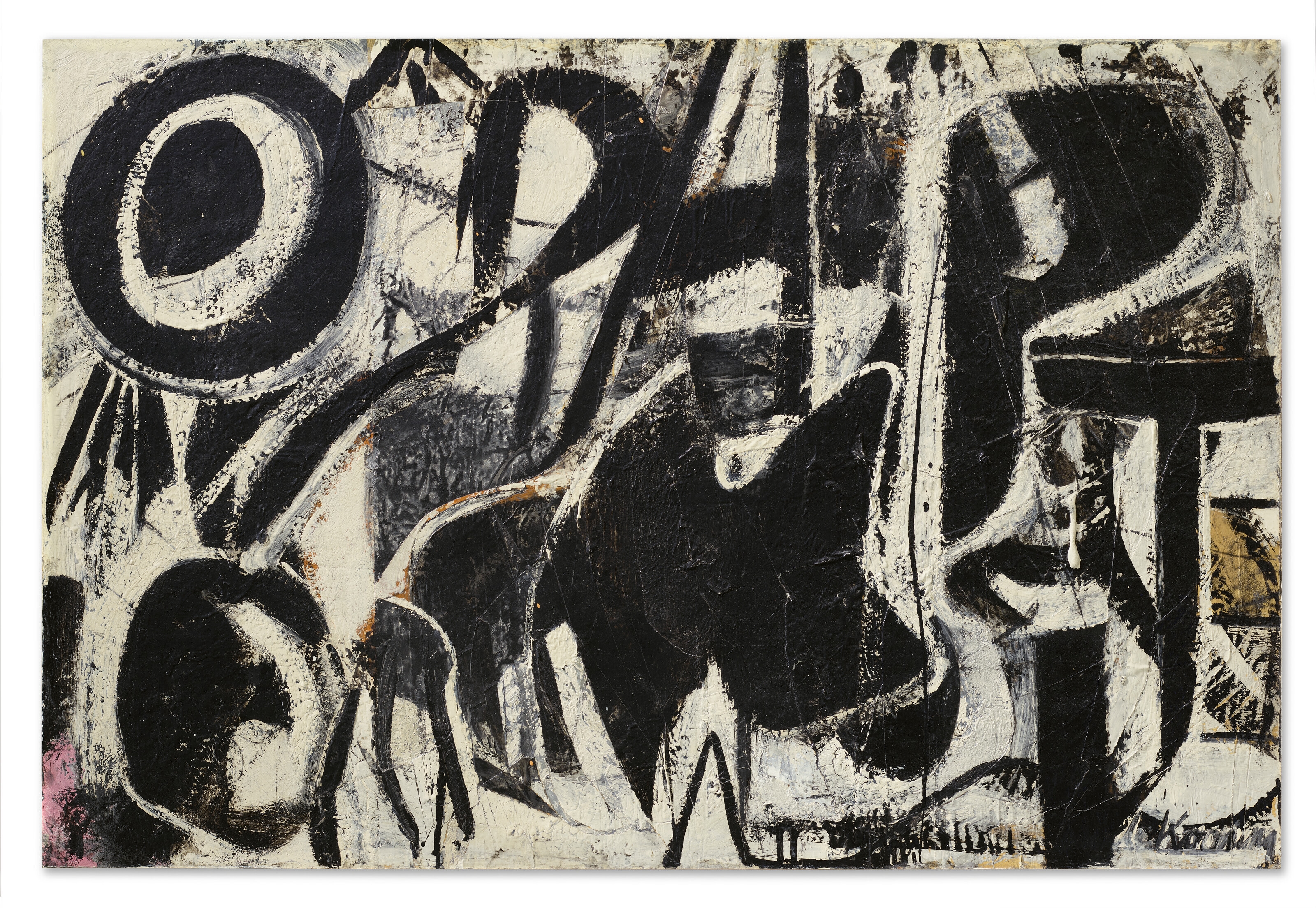 Artwork by Willem de Kooning, Orestes, Made of oil, enamel and paper collage on paper mounted on board