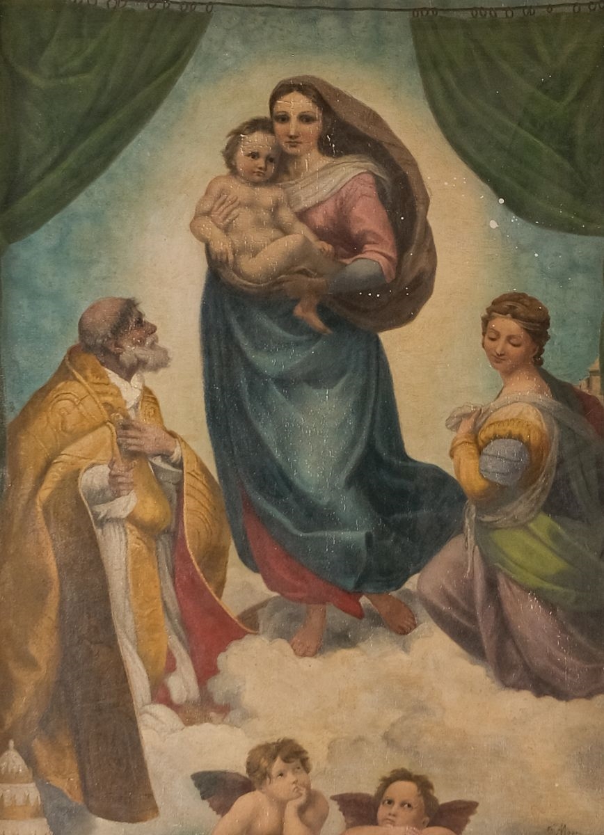 Artwork by Raffaello Sanzio, a copy after the “Sistine Madonna” of Raphael (Raffaello Sanzio) (Italian, Made of oil on canvas painting