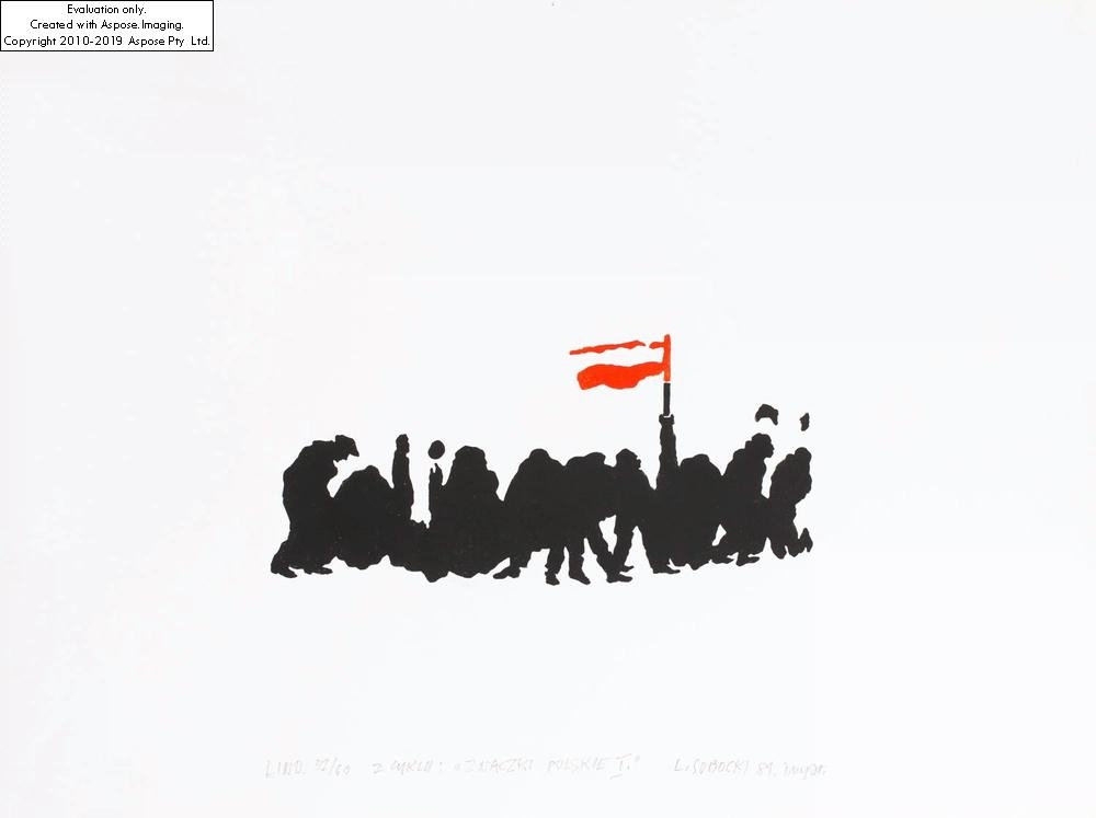 Artwork by Leszek Sobocki, From the cycle "Polish Stamps I", Made of linocut/paper