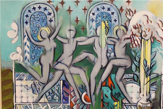 Eugene Press | stylised study of four dancing figures | MutualArt