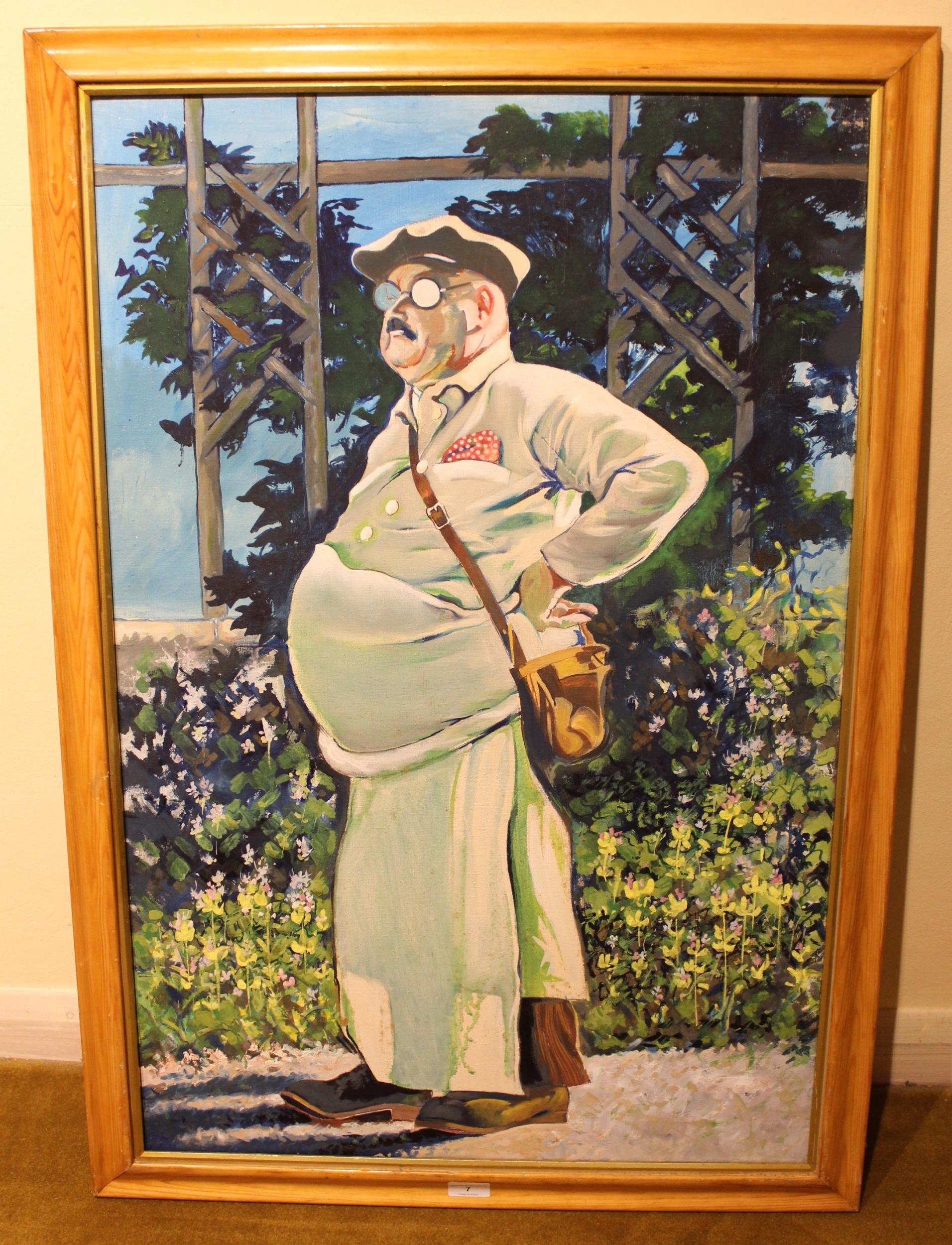 Eugene Press | study of a portly gentleman wearing a cap and satchel ...