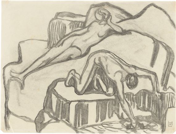 Two nudes. by Ludwig von Hofmann