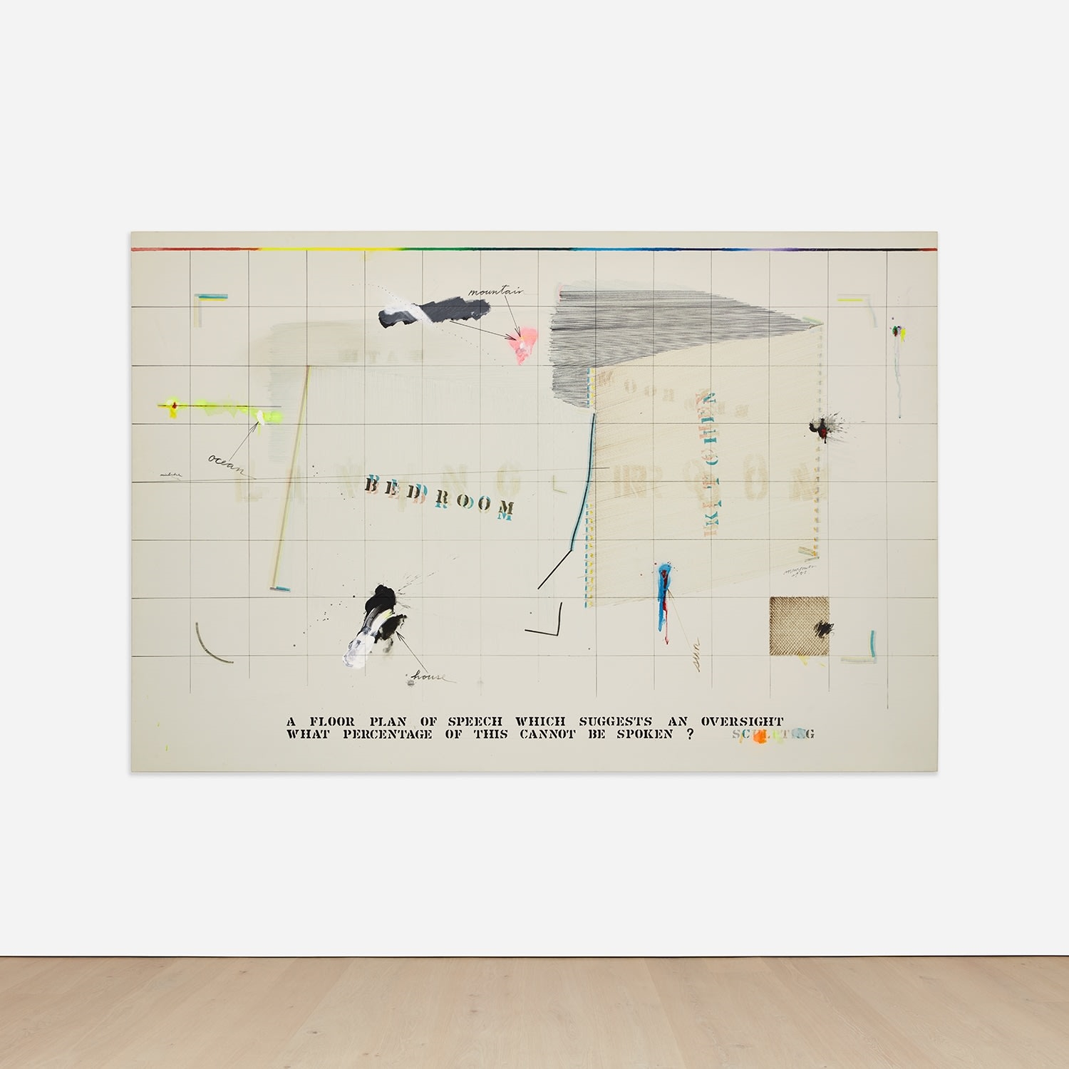 Artwork by Shusaku Arakawa, Sculpting, Made of oil, acrylic, graphite, ink, felt-tip pen and spray paint on canvas