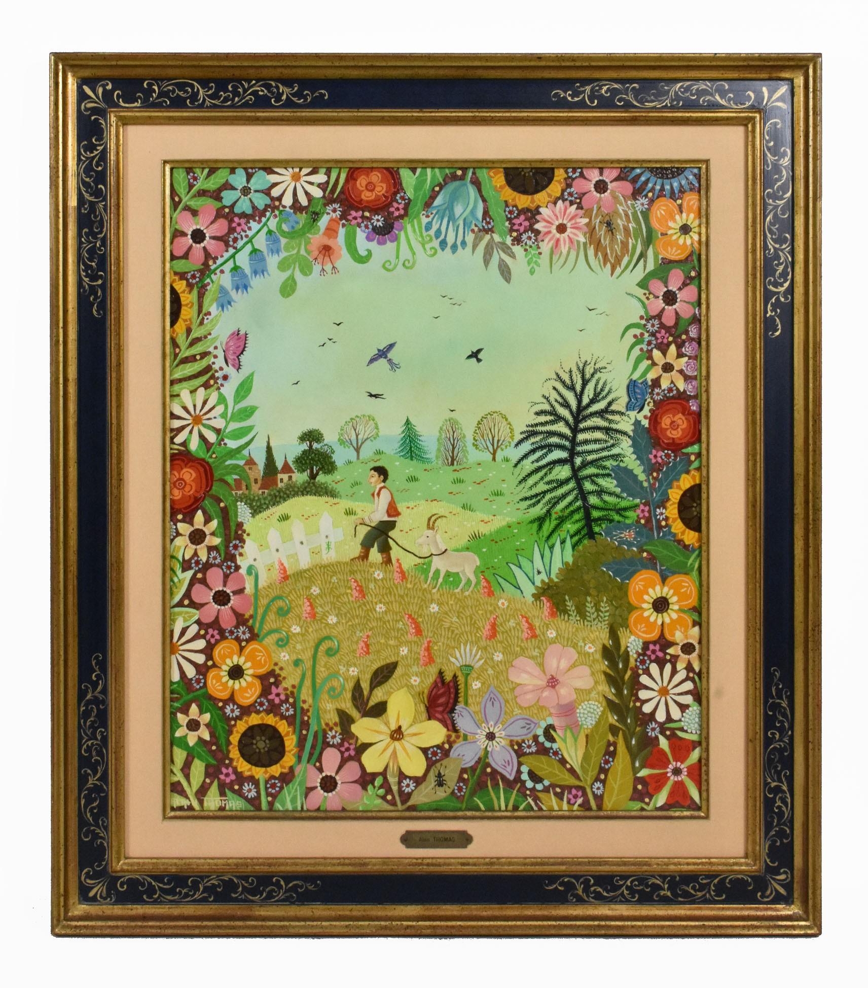 Artwork by Alain Thomas, Guillaume et la Chevre, Made of Oil on Masonite