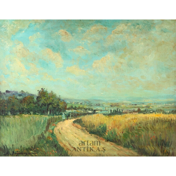 Artwork by Adil Dogancay, Peyzaj, Made of Tuval üzerine yağlıboya