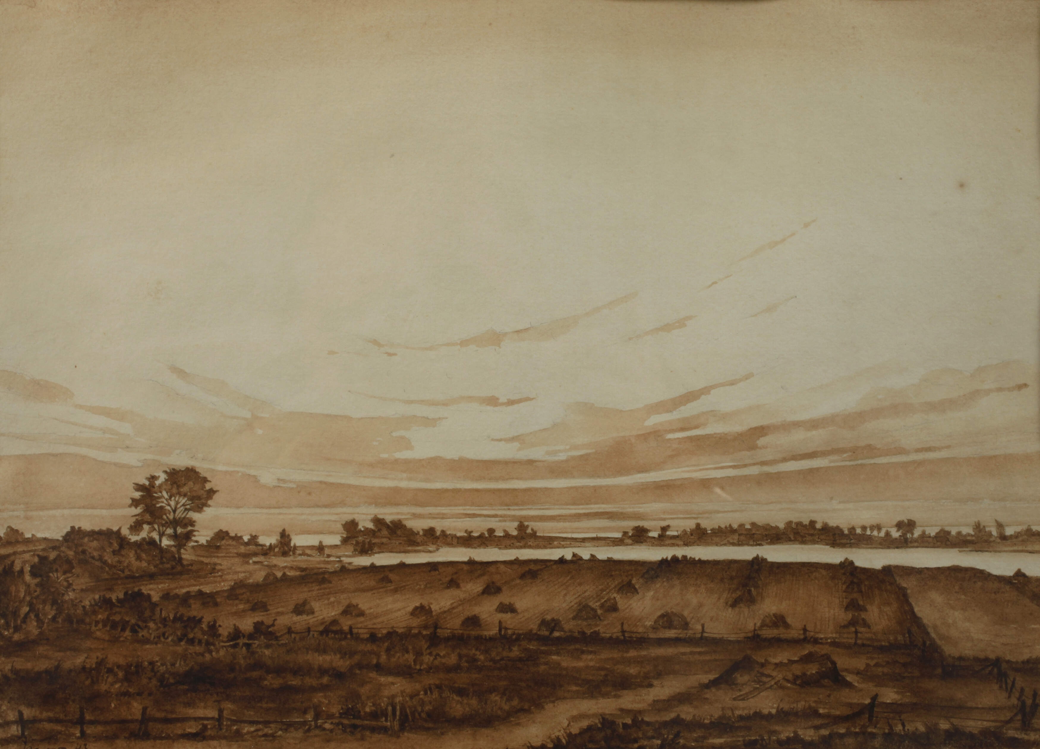 Artwork by Joachim Daerr, Rügen, Made of Tusche in Braun, teils laviert