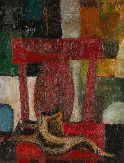 George Morrison | Still life of a pipe on a chair, 1949 (1949) | MutualArt