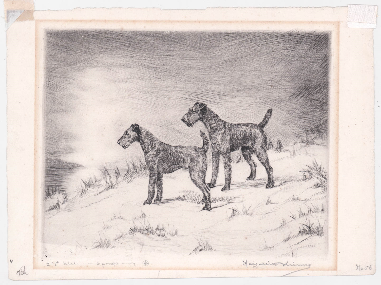 Artwork by Marguerite Kirmse, Marguerite Kirmse Etching Signed [Dogs], Made of Etching