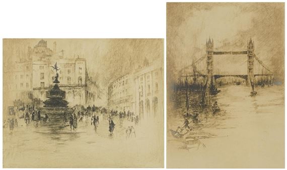 London Bridge and Shaftsbury Memorial Fountain by Arthur L. Cherry