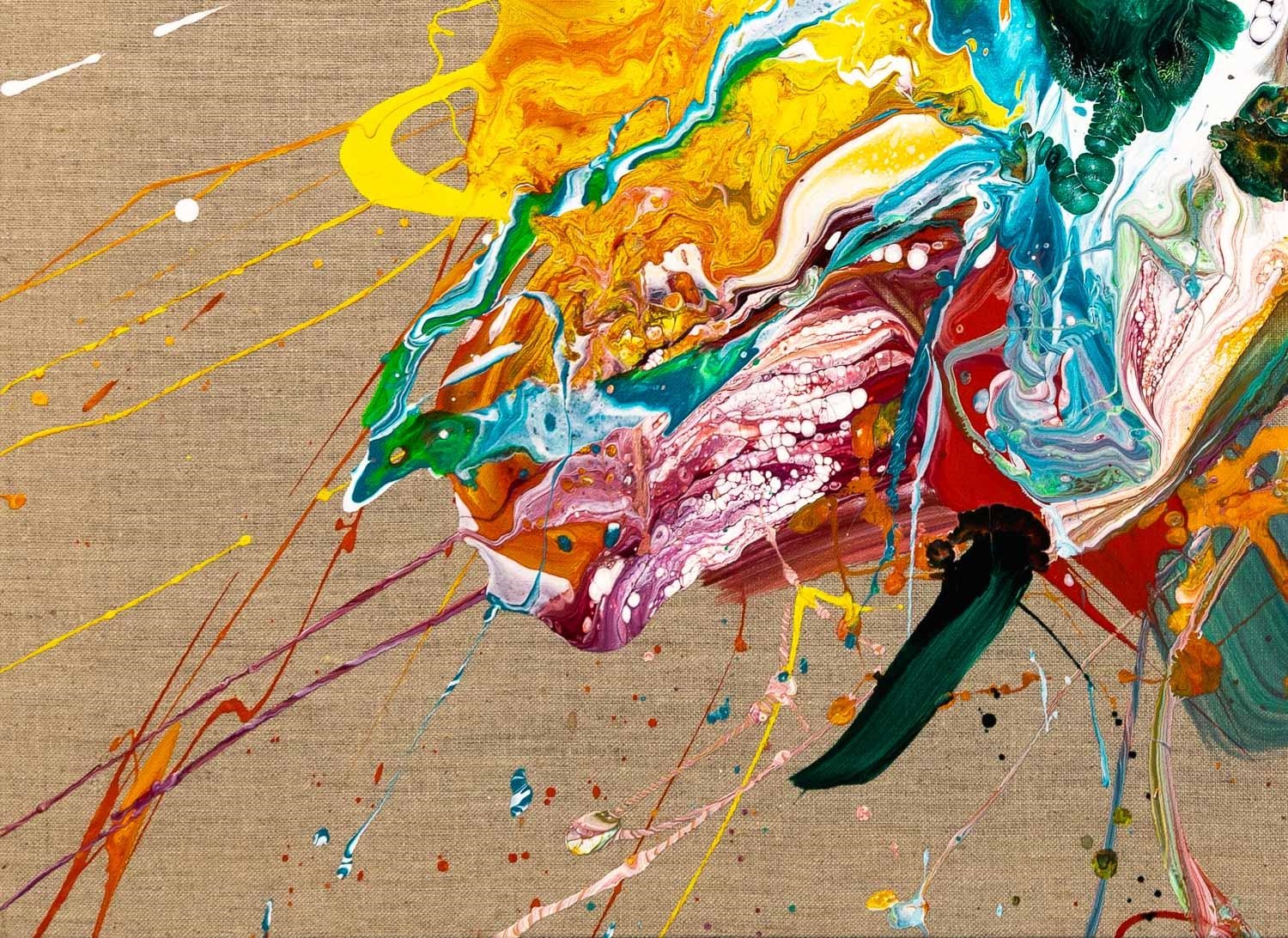 Artwork by Max Milan, Exotic Flowers, Made of Synthetic polymer paint on linen