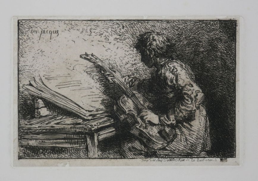 Joueur de guitare by Charles Émile Jacque, 1845