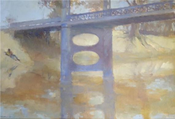 Frederic Bates (1918-2009), Under Wilcannia Bridge by Frederic Bates, circa 1970