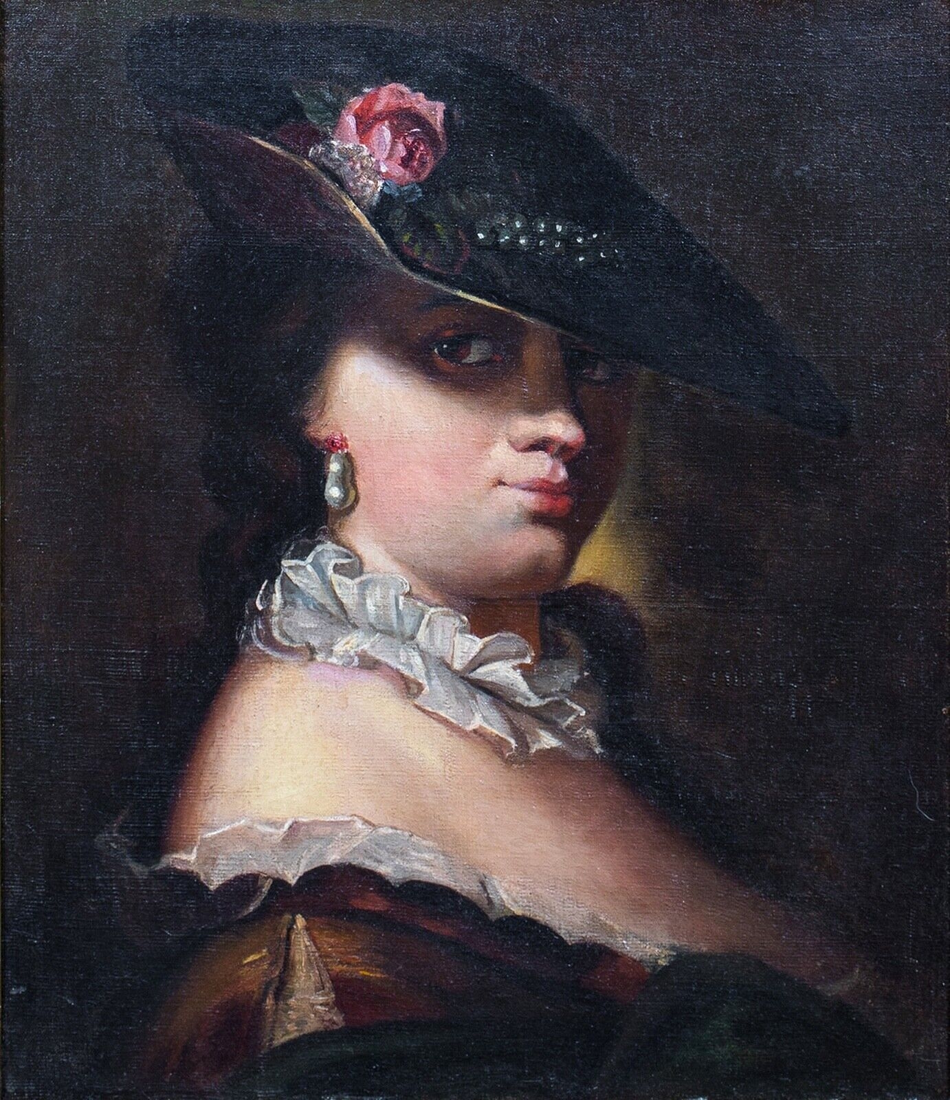 French School, 18th Century | PORTRAIT OF A LADY WEARING A HAT OIL ...