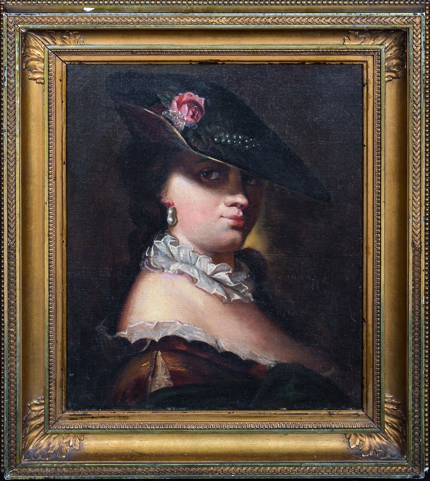French School, 18th Century | PORTRAIT OF A LADY WEARING A HAT OIL ...