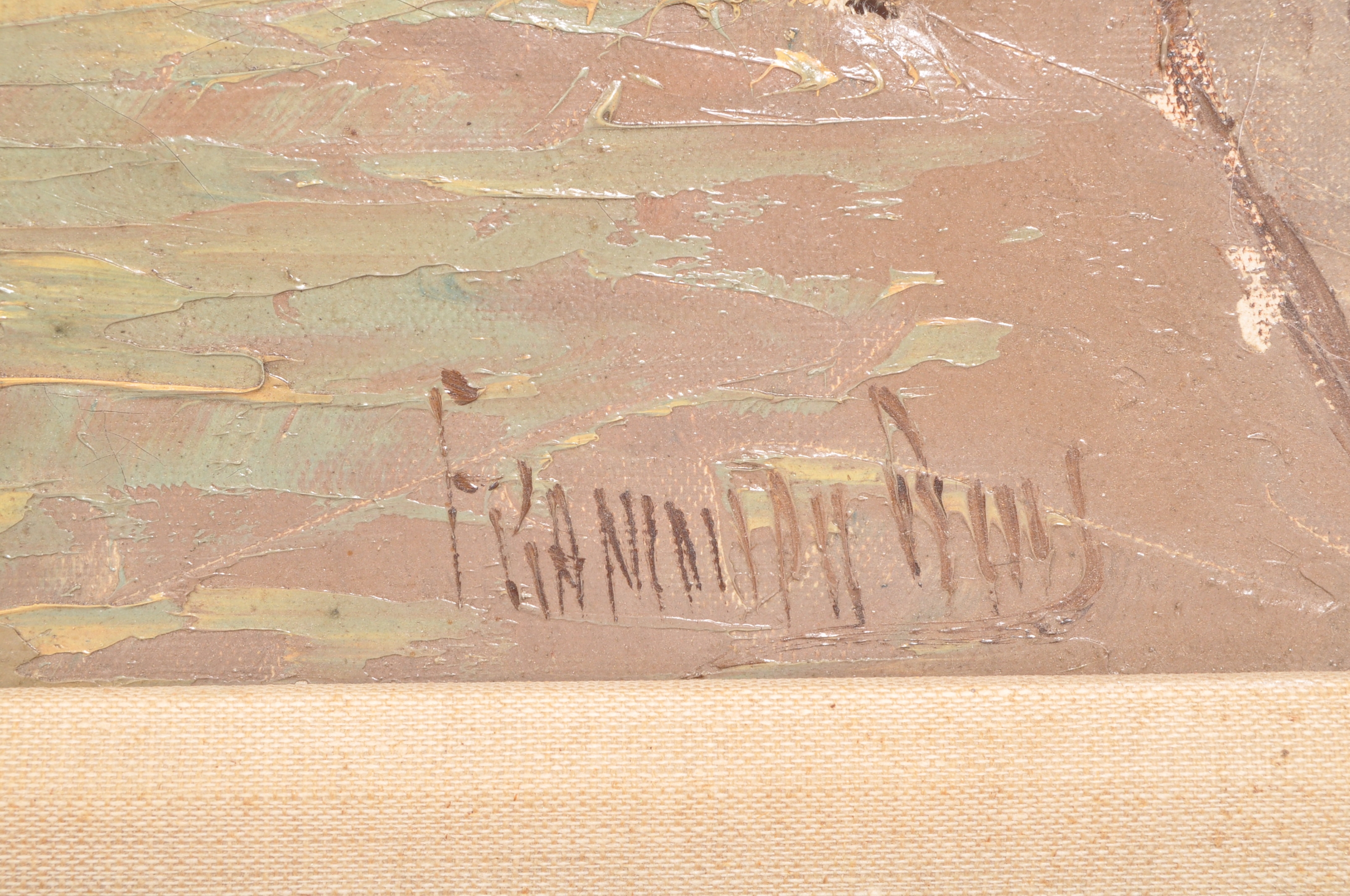 Artwork by François DuBois, Pair midcentury oil on canvases depicting Parisian street scenes, Made of oil on canvases